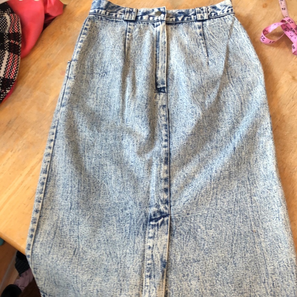 Vintage Deb blue acid wash midi skirt - Picture 7 of 9